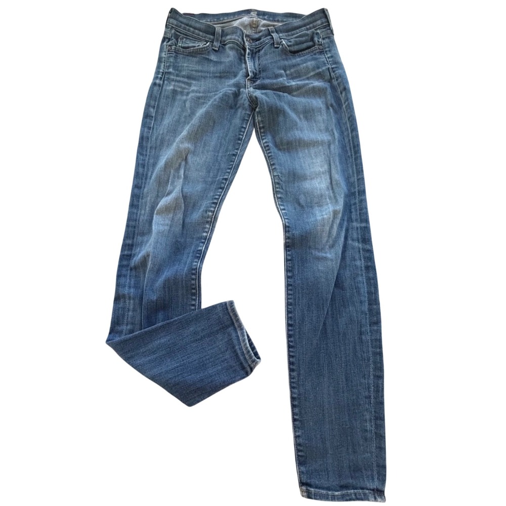 7ā For All Mankind Skinny Jeans Women 29 Blue Stretch USA Classic Americana
